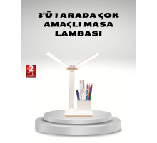 Kısılabilir LED Masa Lambası – Kalemlik ve Telefon Standlı, Göz Yormayan Işık
