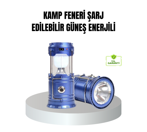Güneş Enerjili Kamp Lambası Şarjlı Taşınabilir Kompakt Açık Hava Işığı
