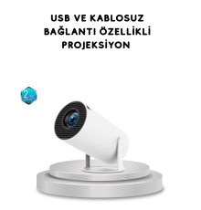 Full HD 4K Uyumlu Projeksiyon Cihazı 130 İnç Geniş Ekran Destekli