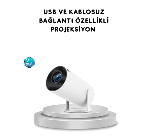 Full HD 4K Uyumlu Projeksiyon Cihazı 130 İnç Geniş Ekran Destekli