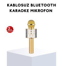 Karaoke Mikrofonu Bluetooth USB AUX Girişli Yankı Efektli