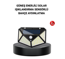 Solar Bahçe Lambası 100 LED Hareket Sensörlü Güneş Enerjili Aydınlatma