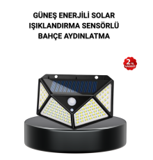Solar Bahçe Lambası 100 LED Hareket Sensörlü Güneş Enerjili Aydınlatma
