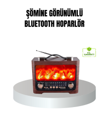 Solar Şarjlı Şömine Alev Efektli Bluetooth Hoparlör 7W Taşınabilir Ses Sistemi