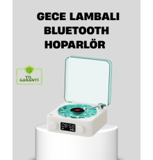 Gece Lambası Stereo Bluetooth Hoparlör Dijital Saatli Vintage Tasarım Çok Fonksiyonlu