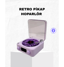 Retro Pikap Hoparlör Bluetooth AUX USB Type-C Projektörlü 360° Sesli Taşınabilir
