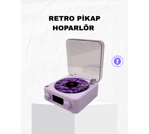 Retro Pikap Hoparlör Bluetooth AUX USB Type-C Projektörlü 360° Sesli Taşınabilir