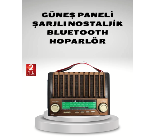 Taşınabilir Hoparlör Güneş Panelli Bluetooth USB SD FM AM SW Radyo