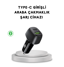 38W Araç Şarj Cihazı Type-C PD USB Hızlı Şarj Çift Port