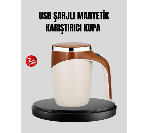 USB Şarjlı Manyetik Karıştırıcı Kupa Otomatik Karıştırma Paslanmaz Çelik