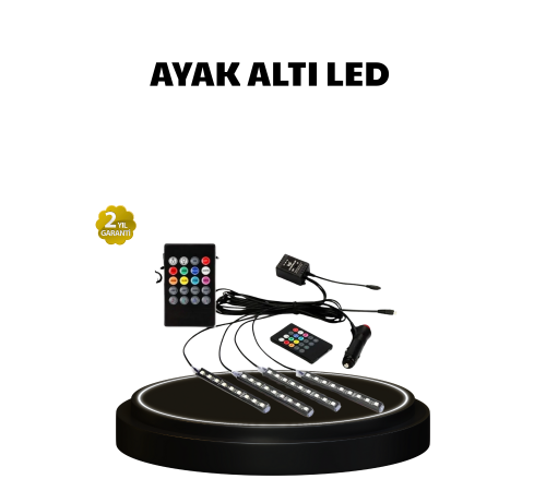 RGB Müzik Kontrollü Araç LED Işık Seti 48 LED 12V Uzaktan Kumandalı