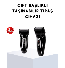 Kablosuz Tıraş Makinesi Çift Başlıklı Kuru Tıraş Folyo Başlık Şarj Göstergeli