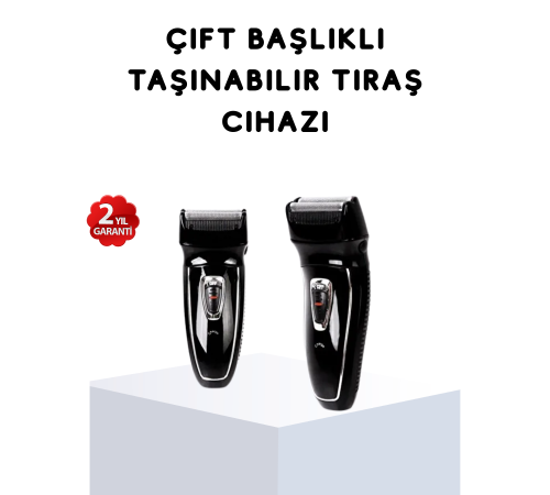 Kablosuz Tıraş Makinesi Çift Başlıklı Kuru Tıraş Folyo Başlık Şarj Göstergeli