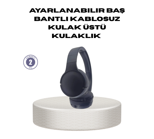 Bluetooth 5.0 Siyah Kablosuz Kulaklık 18 Saat Batarya Katlanabilir Tasarım
