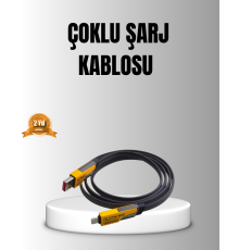 65W 4’ü 1 Arada Örgülü Hızlı Şarj Kablosu USB-C USB-A Çoklu Şarj Dayanıklı