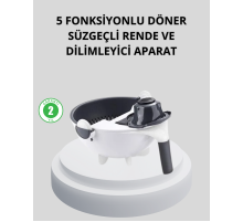 5 Fonksiyonlu Döner Rende Süzgeçli Çok Amaçlı Sebze Doğrayıcı Kaymaz Tabanlı