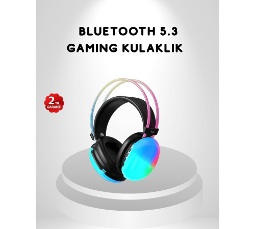 RGB Işıklı Kablosuz Kulaklık Bluetooth 5.3 800mAh Ergonomik IPX4 Dayanıklı