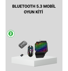 5in1 Mobil Oyun Kiti Bluetooth 5.3 Mini RGB Klavye Mouse Dönüştürücü Seti