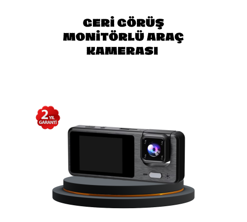 3 Kameralı Araç DVR 1080P Ön + HD Arka + İç Kamera Döngü Kayıt 2’’ Ekran