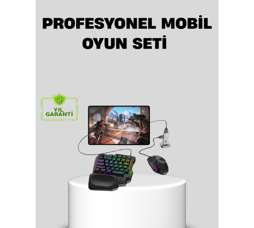 5’i 1 Arada Mobil Oyun Seti Bluetooth 5.3 Klavye Mouse Dönüştürücü  Kit