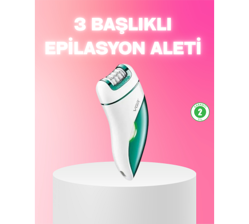 3 in 1 Epilatör Metal Başlıklı IPX5 Su Geçirmez 90 Dakika Şarjlı Epilasyon Cihazı
