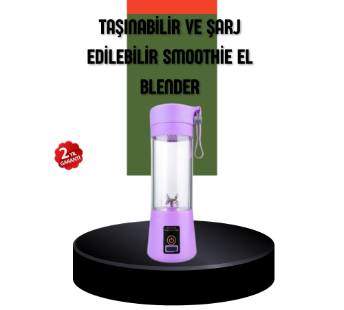 Taşınabilir USB Şarjlı Mini Smoothie Blender 380ml Çelik Bıçaklı Portatif