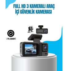 3 Kameralı Araç İçi Kayıt Cihazı 1080P Full HD Gece Görüşlü ve Wi-Fi Bağlantılı