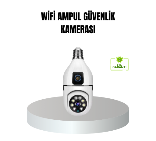 WiFi Ampul Güvenlik Kamerası 1080P Full HD Gece Görüşlü ve Hareket Algılamalı