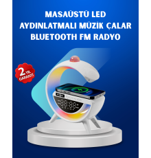 Kablosuz Şarjlı Dijital Saat RGB Işıklı Bluetooth Hoparlör Çok Fonksiyonlu