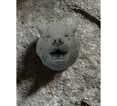 Gri Kurt Duvar Dekoru Asılabilir Dekoratif Heykel Tasarım