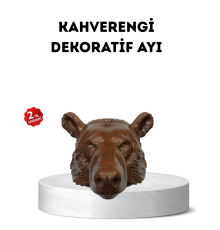 Ev ve Ofis İçin Dekoratif Ayı Başı Heykel Hediyelik Duvar Aksesuarı