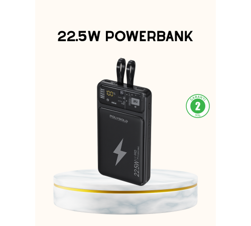 Powerbank Hızlı Şarj 10000 mAh Dahili Kablo