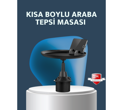 Araç İçi 360° Ayarlanabilir Bardaklık Tepsisi Geniş Yüzeyli ve Telefon Standlı