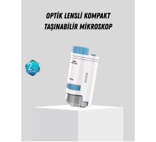 Taşınabilir Mini Mikroskop LED Işıklı 80X–200X Büyütmeli ve Odak Ayarlı