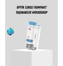 Taşınabilir Mini Mikroskop LED Işıklı 80X–200X Büyütmeli ve Odak Ayarlı