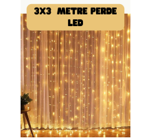 3x3 Metre Perde LED Işık Sıcak  Şelale Tasarım Dekoratif Aydınlatma