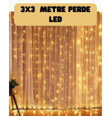 3x3 Metre Perde LED Işık Sıcak  Şelale Tasarım Dekoratif Aydınlatma