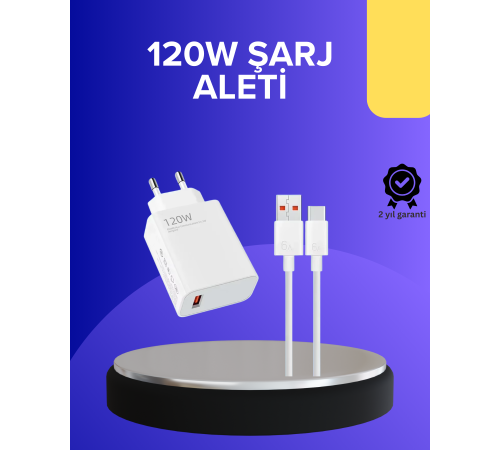 120 Watt Hızlı Şarj Adaptörü Samsung S20 S21 S22 S23 Uyumlu