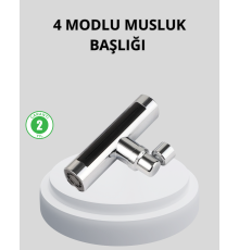 360° Dönebilen Musluk Başlığı 4 Fonksiyonlu Su Tasarruflu ve Dayanıklı