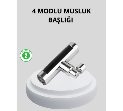 360° Dönebilen Musluk Başlığı 4 Fonksiyonlu Su Tasarruflu ve Dayanıklı