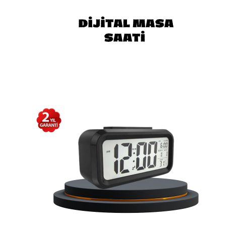 Sensörlü Dijital Masa Saati Alarm ve Sıcaklık Göstergeli