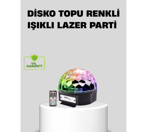 Ritim Hassasiyetli Bluetooth Hoparlörlü Disko Işığı Döner LED Efektli