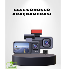Üç Kameralı Dash Cam 170° Geniş Açılı Full HD Gece Görüşlü