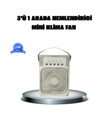 Taşınabilir Mini Klima Fan 3’ü 1 Arada Soğutucu, Nemlendirici ve Gece Lambası