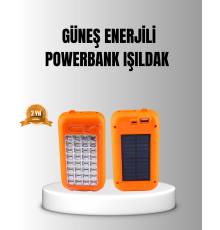 Güneş Enerjili Powerbank 10000 mAh LED Işıklı