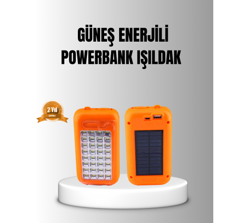 Güneş Enerjili Powerbank 10000 mAh LED Işıklı