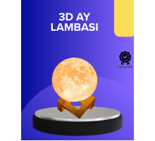 16 Renkli 3D Baskılı Ay Lambası Ahşap Standlı ve Uzaktan Kumandalı