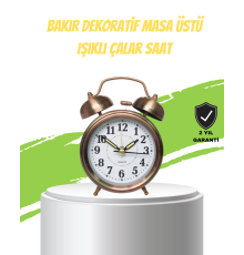 Nostaljik Bronz Metal Alarmlı Masa Saati Büyük Boy Dekoratif ve Şık Tasarım