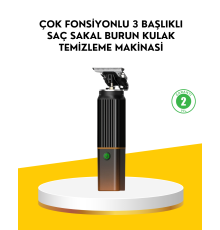 3’ü 1 Arada Şarjlı Erkek Bakım Seti – Saç, Sakal ve Burun Tüyü Kesme Makinesi