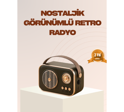 Retro Bluetooth Radyo – Nostaljik Tasarım, TF Kart ve USB Destekli